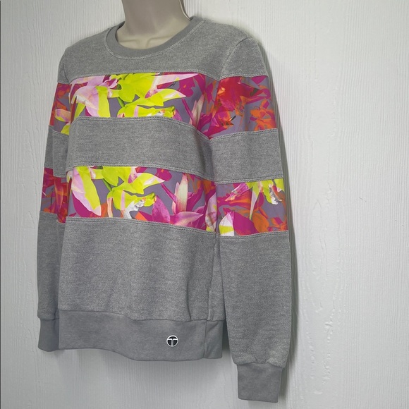 Trina Turk - Recreation Floral Bright Striped Crewneck Pullover Sweatshirt Small - Picture 5 of 10